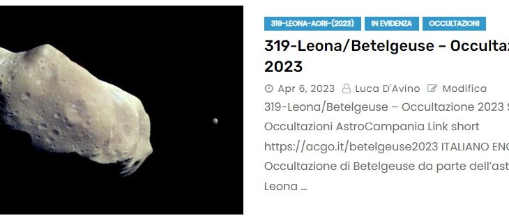 319-Leona/Betelgeuse – Occultazione 2023